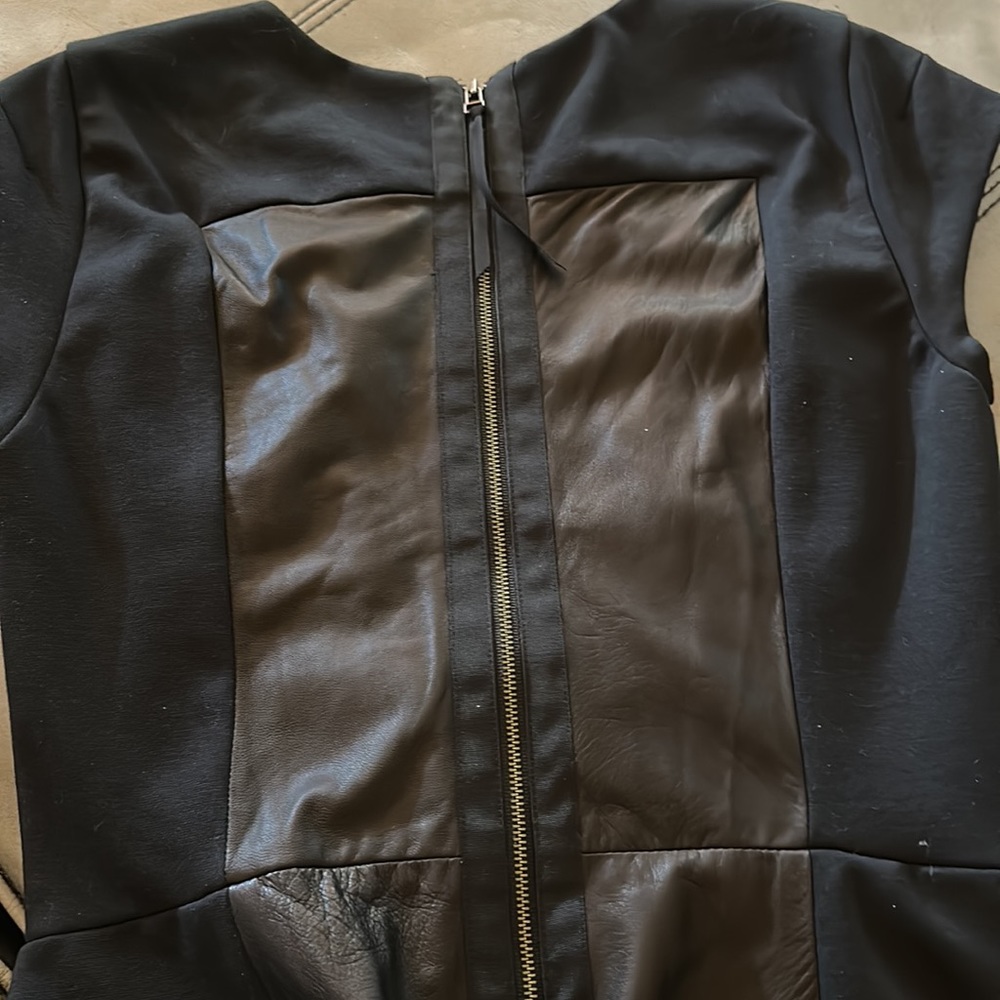 ❌SOLD❌Rebecca Taylor Lamb Leather Paneled Dress🖤🖤🖤 - Picture 12 of 14